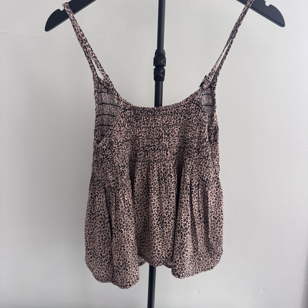 Urban Romantics Leopard Print Smocked Tank Top Womens Sz L Black Boho‎ - Picture 2 of 7